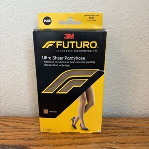 3M Futuro Ultra Sheer Pantyhose Mild Plus Size Compression Silky Soft Nude 1Pair